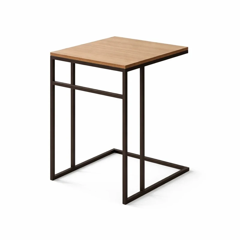 میز عسلی مربع با پایه فلز و صفحه ام دی اف مدل F3358