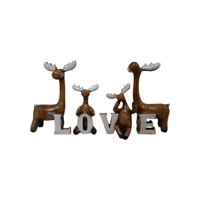 مجسمه مدل گوزن طرح LOVE بسته 4 عددی