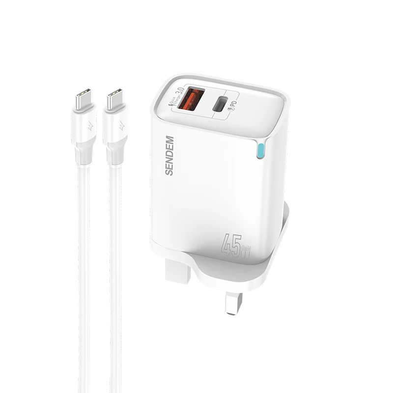 شارژر دیواری 45 وات سندم مدل S23 به همراه کابل USB-C