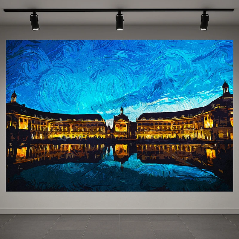 پوستر پارچه ای طرح مخمل فرانسه مدل شب پرستاره ونگوگ کد AR3060503