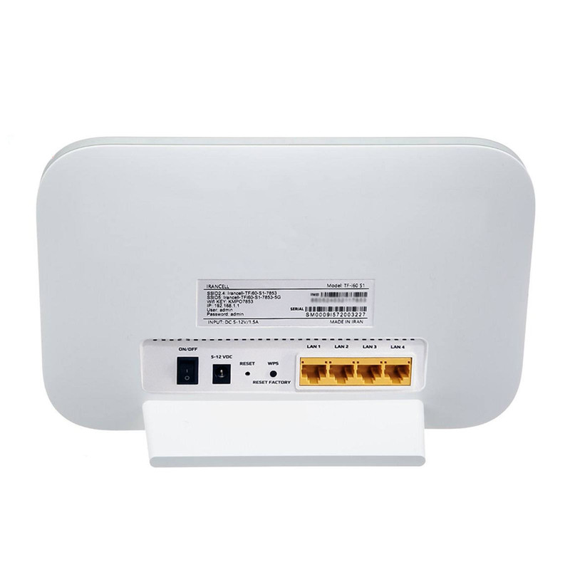 مودم 4G/TD-LTE ایرانسل مدل TF-i60 S1 به همراه 24 گیگابایت اینترنت سه ماهه و 60 گیگابایت اینترنت شش ماهه و 1 عدد سیم کارت دائمی طلایی
