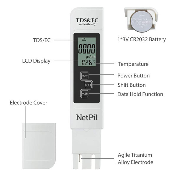 هدایت سنج و سختی سنج نت پیل مدل ec tds هدایت سنج و سختی سنج نت پیل مدل ec tds