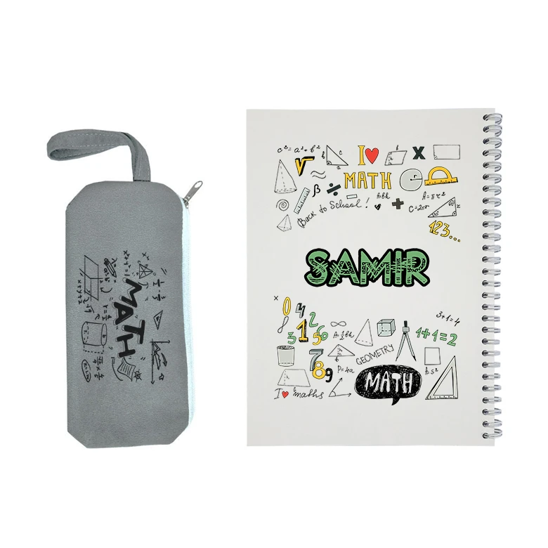 دفتر مشق 50 برگ طرح ریاضی مدل سمیر به همراه جامدادی