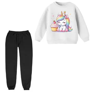 ست سویشرت آستین بلند و شلوار راحتی بچگانه مدل تک شاخ و کیک فنجانی