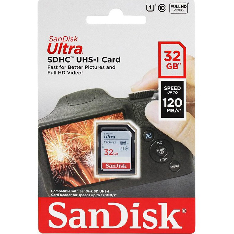 کارت حافظه SDHC سن دیسک مدل Ultra کلاس 10 استاندارد UHS-I U1 سرعت 120MBps ظرفیت 32 گیگابایت