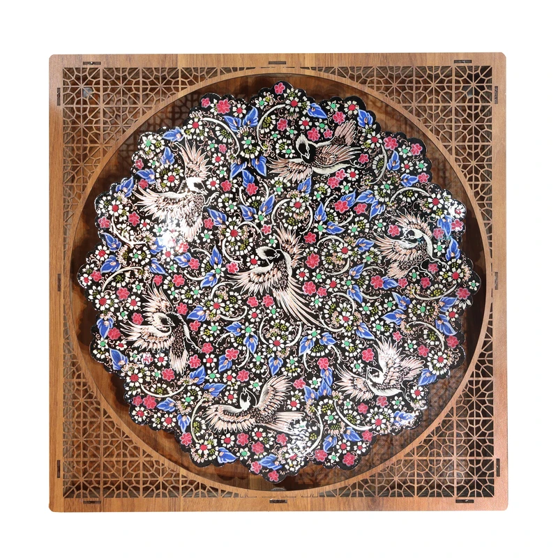 تابلو مسی صنایع دستی فاخر مدل الماس تراش نقره کوب و پرداز طرح 7 پرنده HQ36d35-5f5