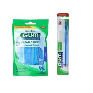مسواک جی یو ام مدل 411 با برس نرم به همراه نخ دندان جی یو ام مدل Easy Floss