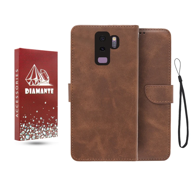 کیف کلاسوری دیامانته مدل جاکارتی بنددار مناسب برای گوشی موبایل سامسونگ Galaxy S9 Plus به همراه بند آویز
