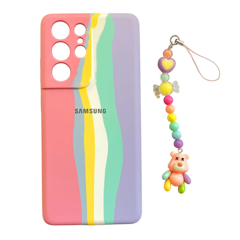 کاور مدل سیلیکونی طرح امیلی کد A11654 مناسب برای گوشی موبایل سامسونگ Galaxy S21 Ultra به همراه بند آویز