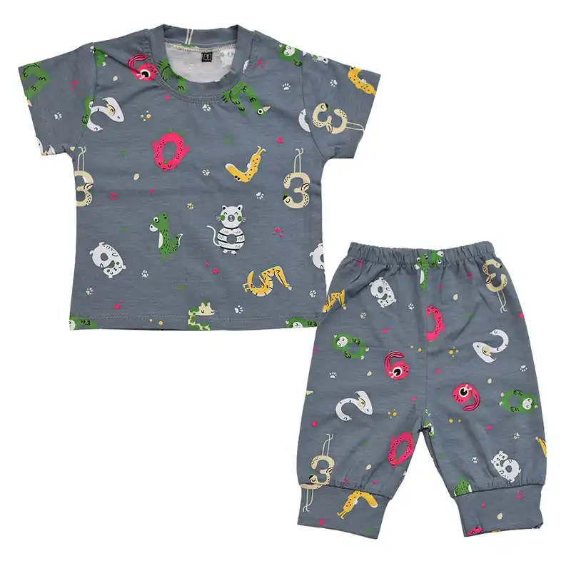 ست تی شرت و شلوارک بچگانه دلنار گالری مدل اعداد و حیوانات