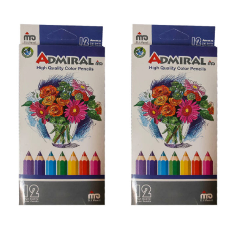 مداد رنگی 12 رنگ آدمیرال مدل MS7 بسته 2 عددی
