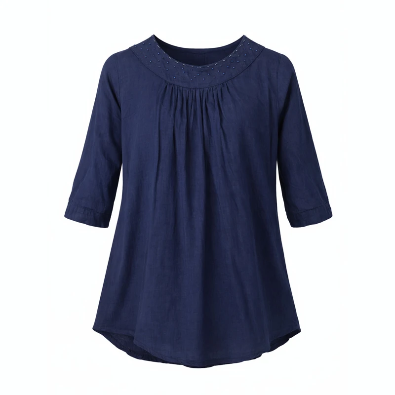 بلوز آستین سه ربع یقه گرد زنانه مدل 2068