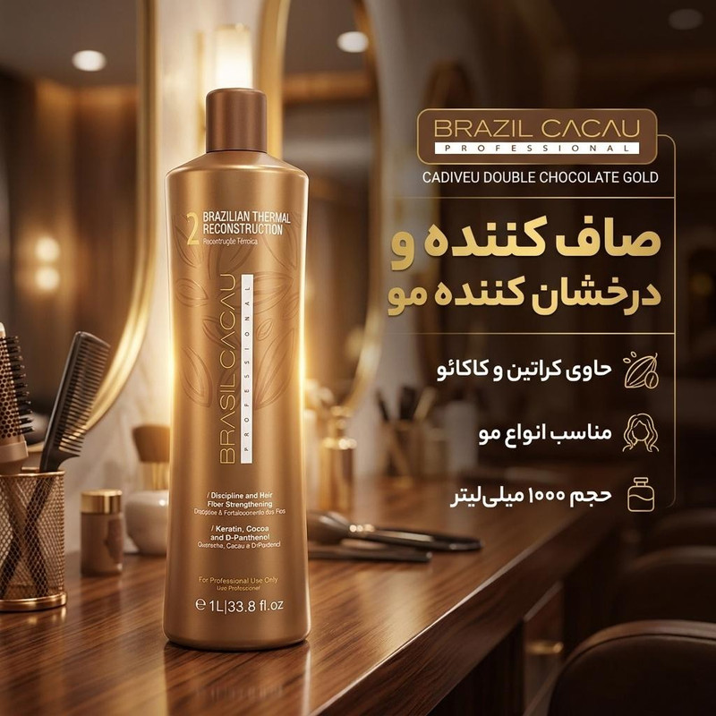 کراتین مو برزیل کاکائو مدل کادیوو دابل چاکلت گلد حجم 1000 میلی لیتر