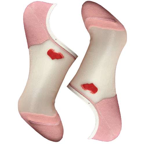 جوراب زنانه دکتر جوراب مدل قوزکی شیشه ای طرح قلب رنگ صورتی