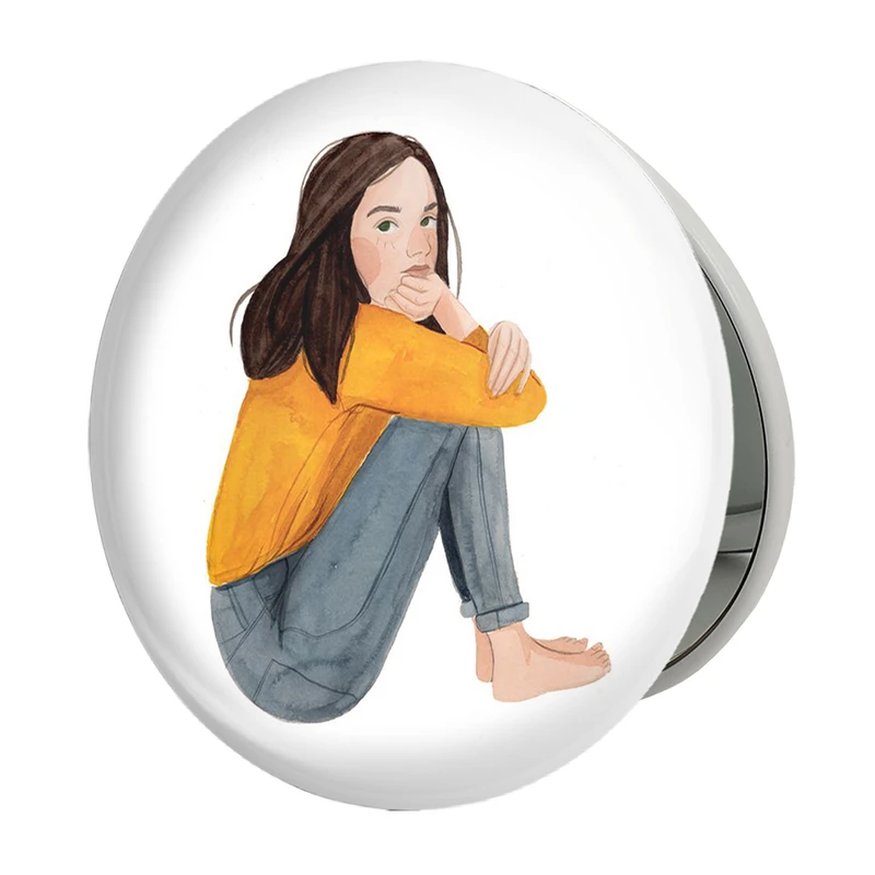 آینه جیبی خندالو طرح دخترونه مدل تاشو کد 6075 