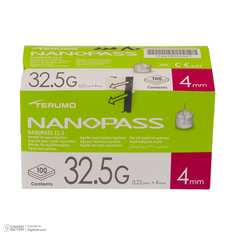 سوزن قلم انسولین  نانوپس مدل Terumo سایز 4 میلی‌متر بسته 100 عددی