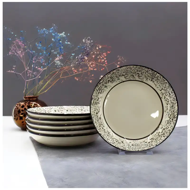 بشقاب سرامیکی مدل مرمری بسته 6 عددی