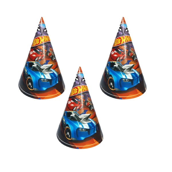 کلاه تولد مدل ماشین مسابقه ای کد HotWheelsH1 مجموعه 3 عددی