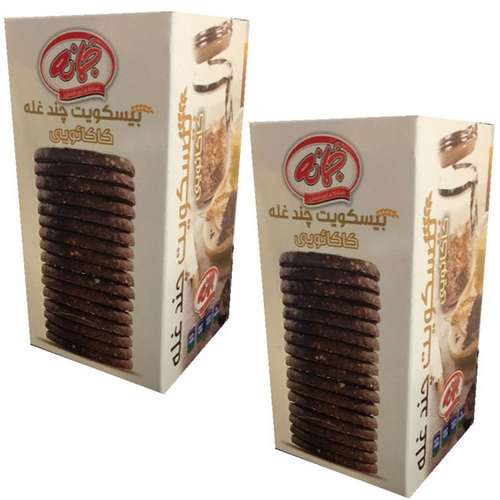 بیسکویت چند غله کاکائویی جمانه - 190 گرم بسته 2 عددی