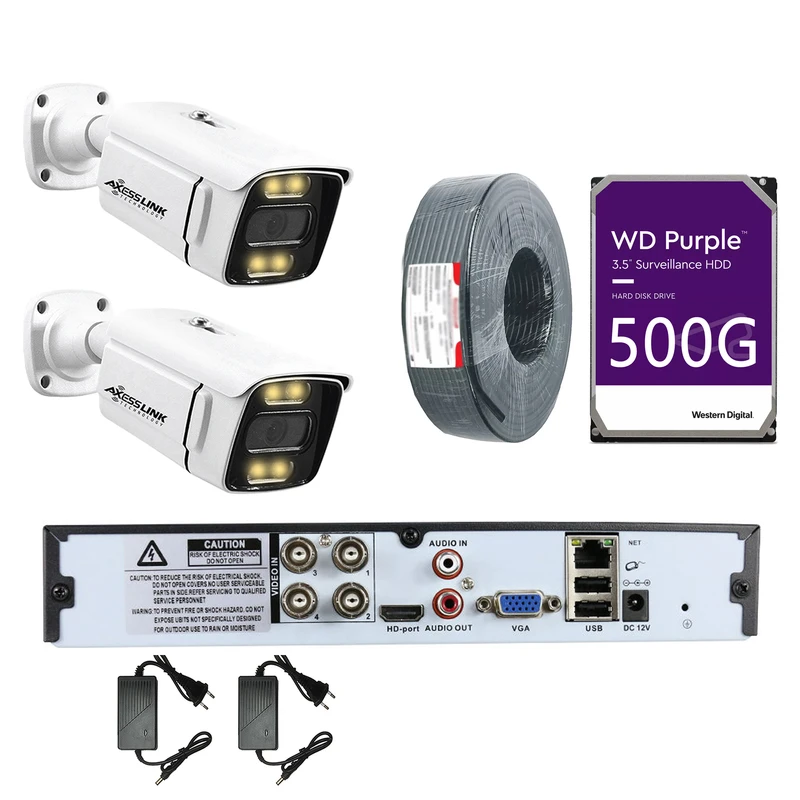 سیستم امنیتی 2 دوربین اکسس لینک مدل AHD PACK به همراه هارد 500 گیگابایتی