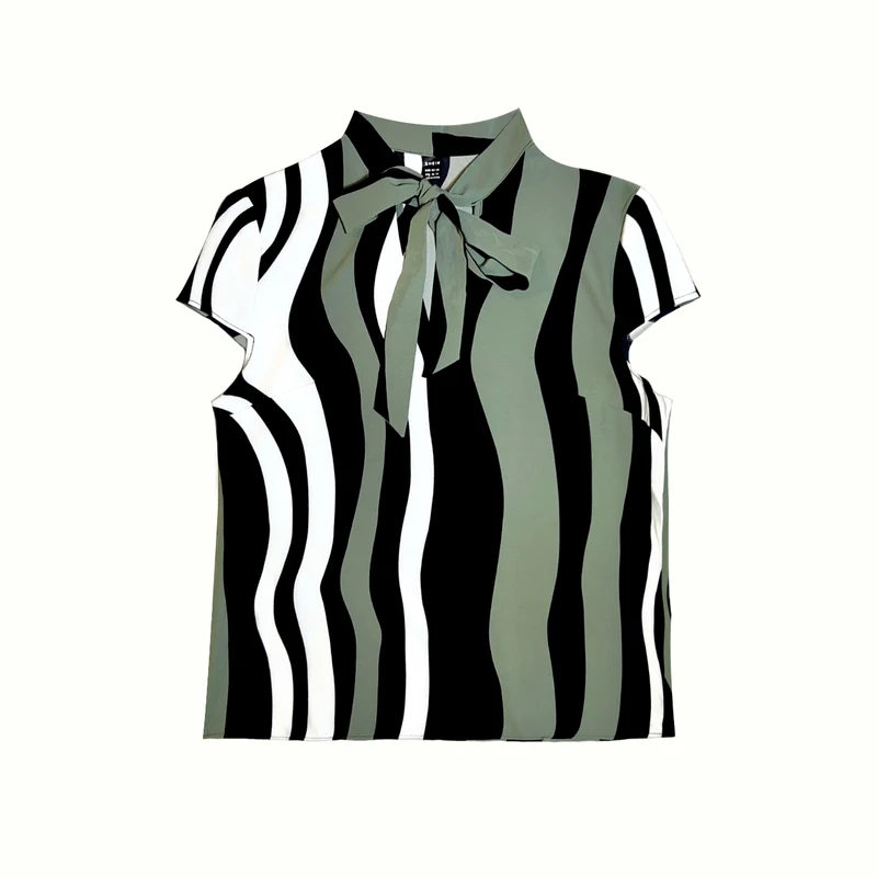 بلوز آستین تا روی شانه یقه بندی زنانه شین مدل زیتون