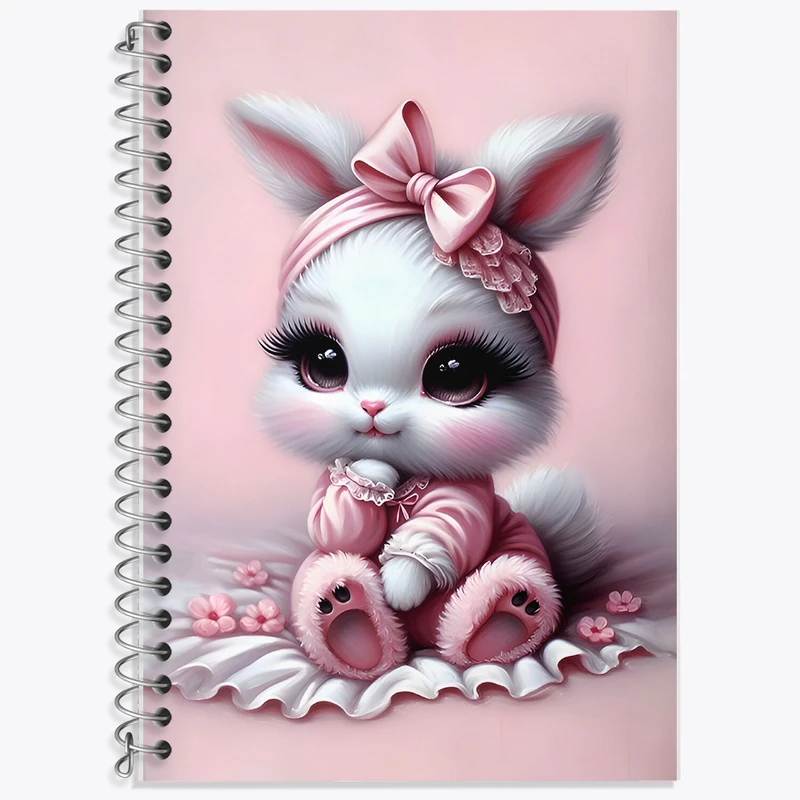 دفتر زبان 50 برگ خندالو مدل دو خط طرح خرگوش کیوت کد F6696