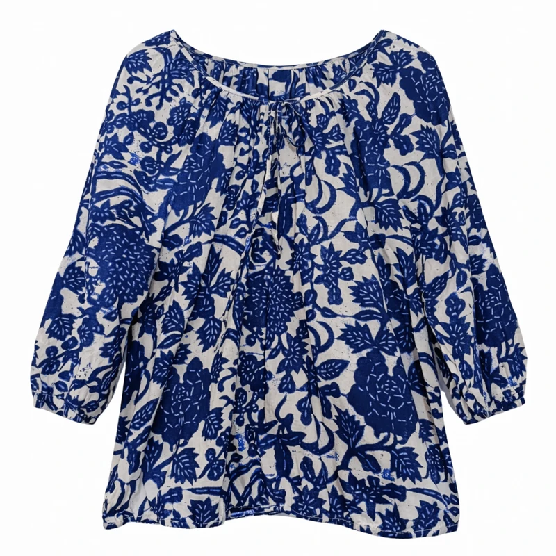 بلوز آستین سه ربع یقه گرد زنانه مدل 1075