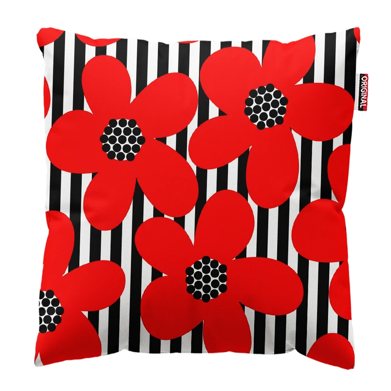 کوسن پاد آفرین مدل مینیمال طرح گل و برگ کد PK303545 سایز 30*30 سانتی متر