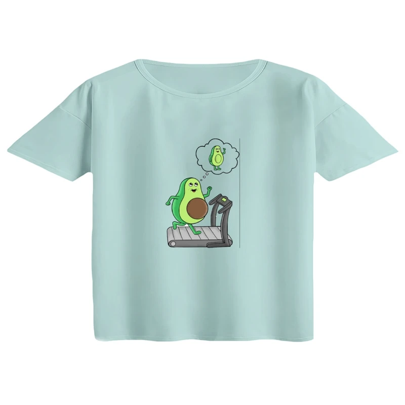 کراپ تی‌شرت آستین کوتاه زنانه مدل آووکادو فیتنس