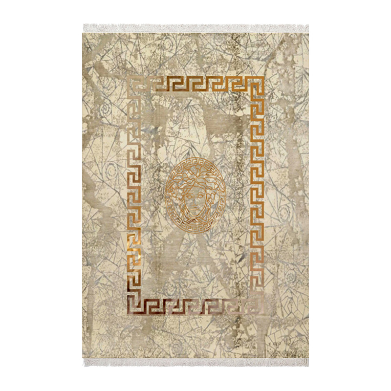 فرش ماشینی زانیس مدل مدرن طرح طلاکوب زمینه کرم