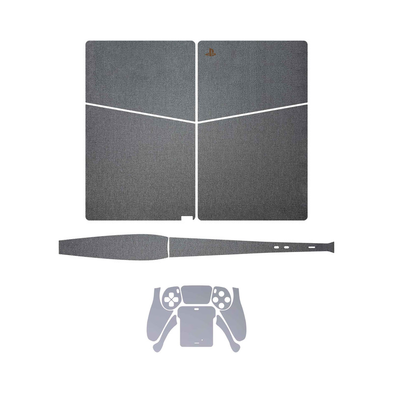 برچسب کنسول و دسته بازی PS5 Slim Digital Edition ماهوت مدل Hemp Texture_Matte Silver