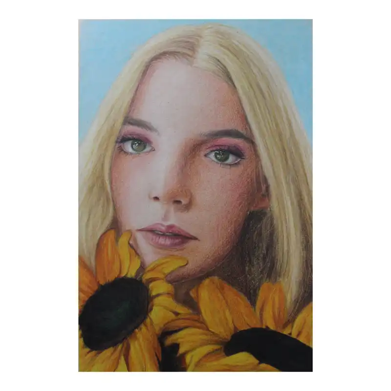 نقاشی مداد رنگی مدل آنیا تیلور جوی کد 01