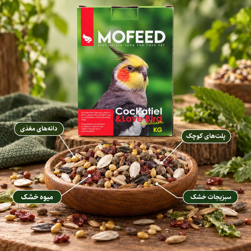 غذای عروس هلندی و مرغ عشق مفید مدل Medium طعم مخلوط وزن 1 کیلوگرم