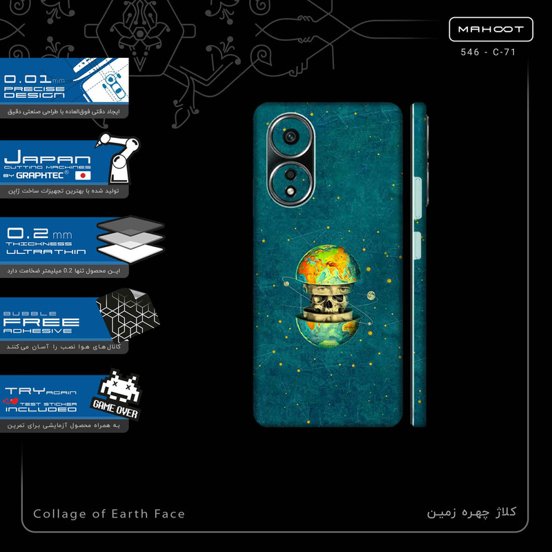 برچسب پوششی ماهوت مدل Collage of Earth Face-FullSkin مناسب برای گوشی موبایل اپو A58 4G