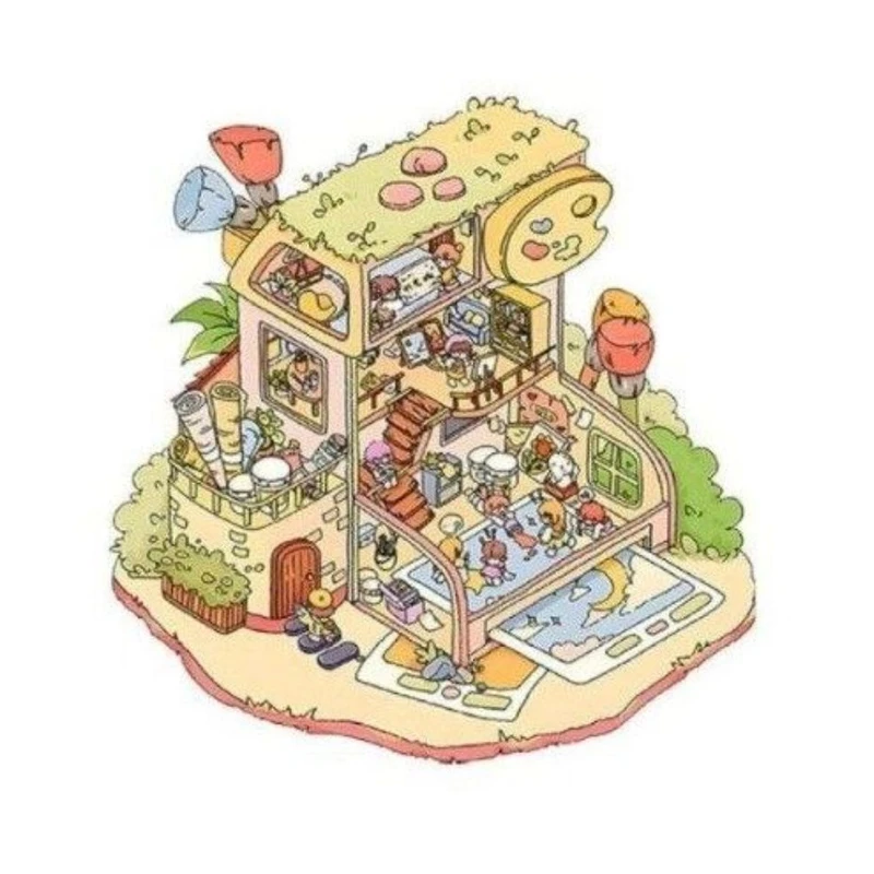 برچسب مدل سه بعدی طرح خانه نقاش