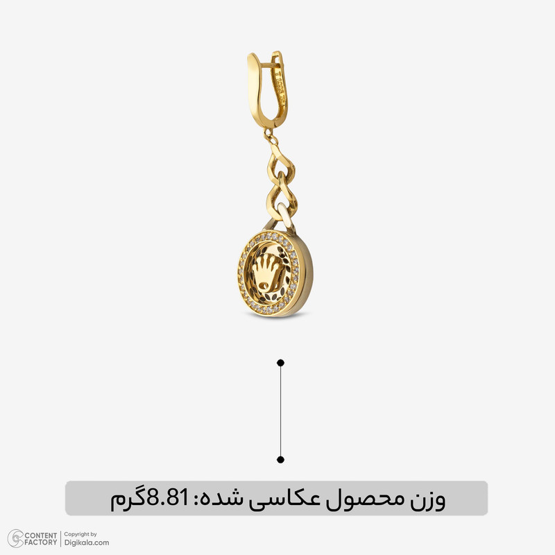 گوشواره کلیپسی طلا 18 عیار زنانه با طرح رولکس جواهری راز مدل E241-1 - 6