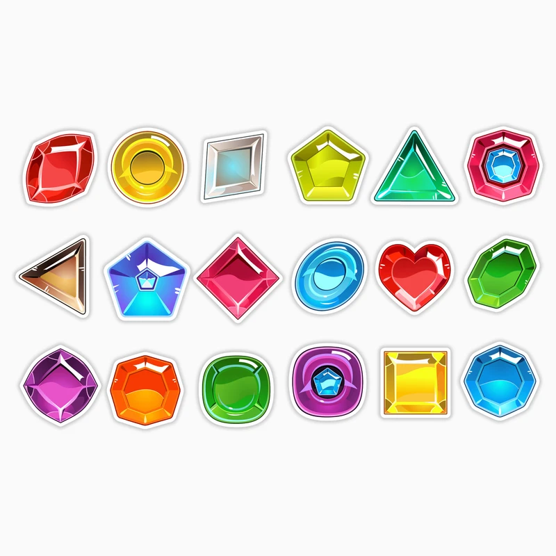 استیکر لپ تاپ و موبایل بووم طرح الماس رنگی رنگی کد MA44 مجموعه 18 عددی
