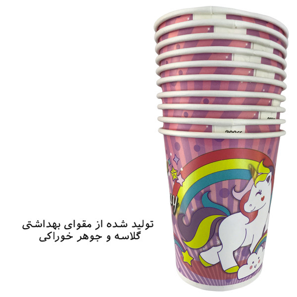 پیش دستی و لیوان یکبار مصرف مستر تم مدل اسب شاخدار پلاس بسته بندی 40 عددی
