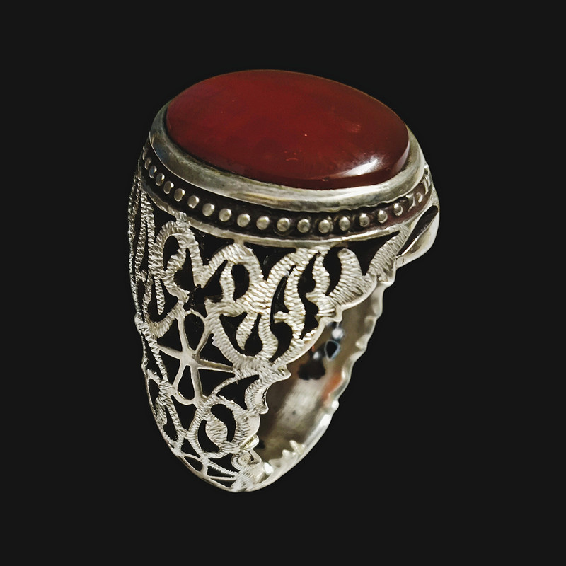 انگشتر نقره مردانه مدل عقیق دستساز کد 313