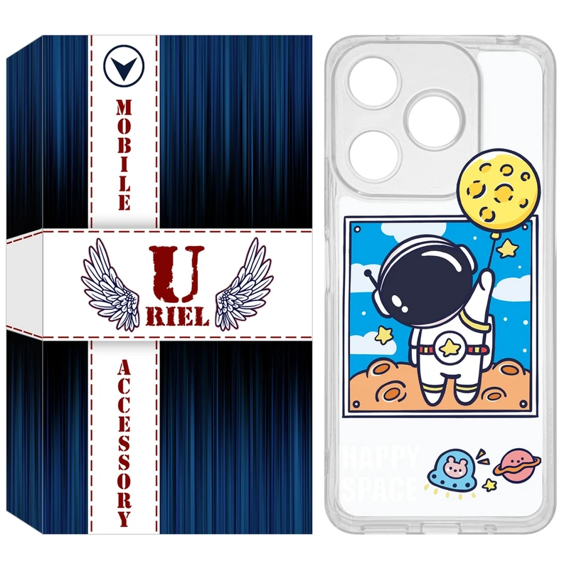 کاور یوریل مدل Clear کد 7 طرح فضانورد مناسب برای گوشی موبایل شیائومی Redmi 13X / 13 / Poco M6 4G
