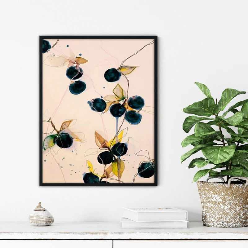 تابلو آتریسا طرح گل مدرن مدل ATFF285 فریم مشکی