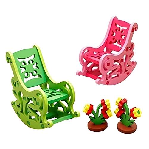 اسباب بازی چوبی مدل صندلی گهواره ای و گلدان