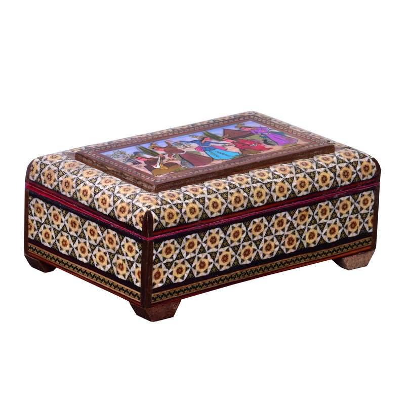 جعبه جواهرات خاتم کاری طرح مجلس کد 16