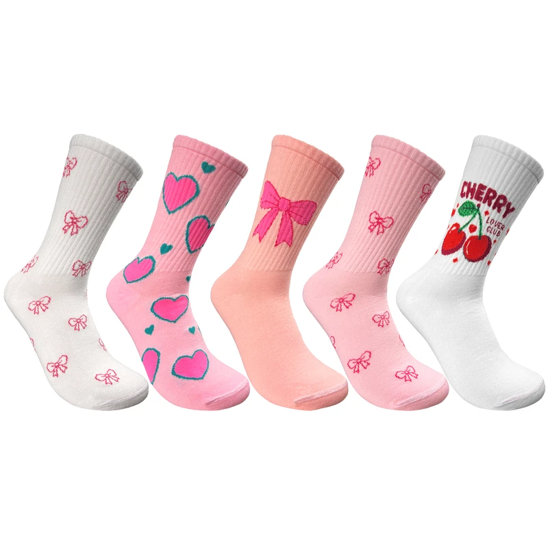 جوراب ساق بلند زنانه مدل پاپیون لاور 01 بسته 5 عددی