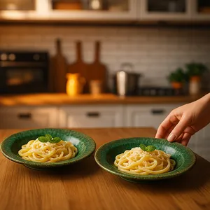 بشقاب خورش خوری سرامیکی بومی مدل ماربل مجموعه 2 عددی