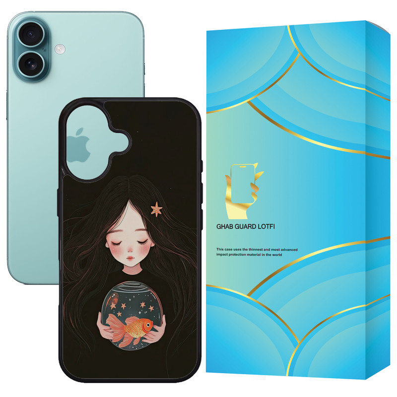 کاور قاب گارد لطفی طرح دختر و ماهی مدل G16PL مناسب برای گوشی موبایل اپل iPhone 16 Plus
