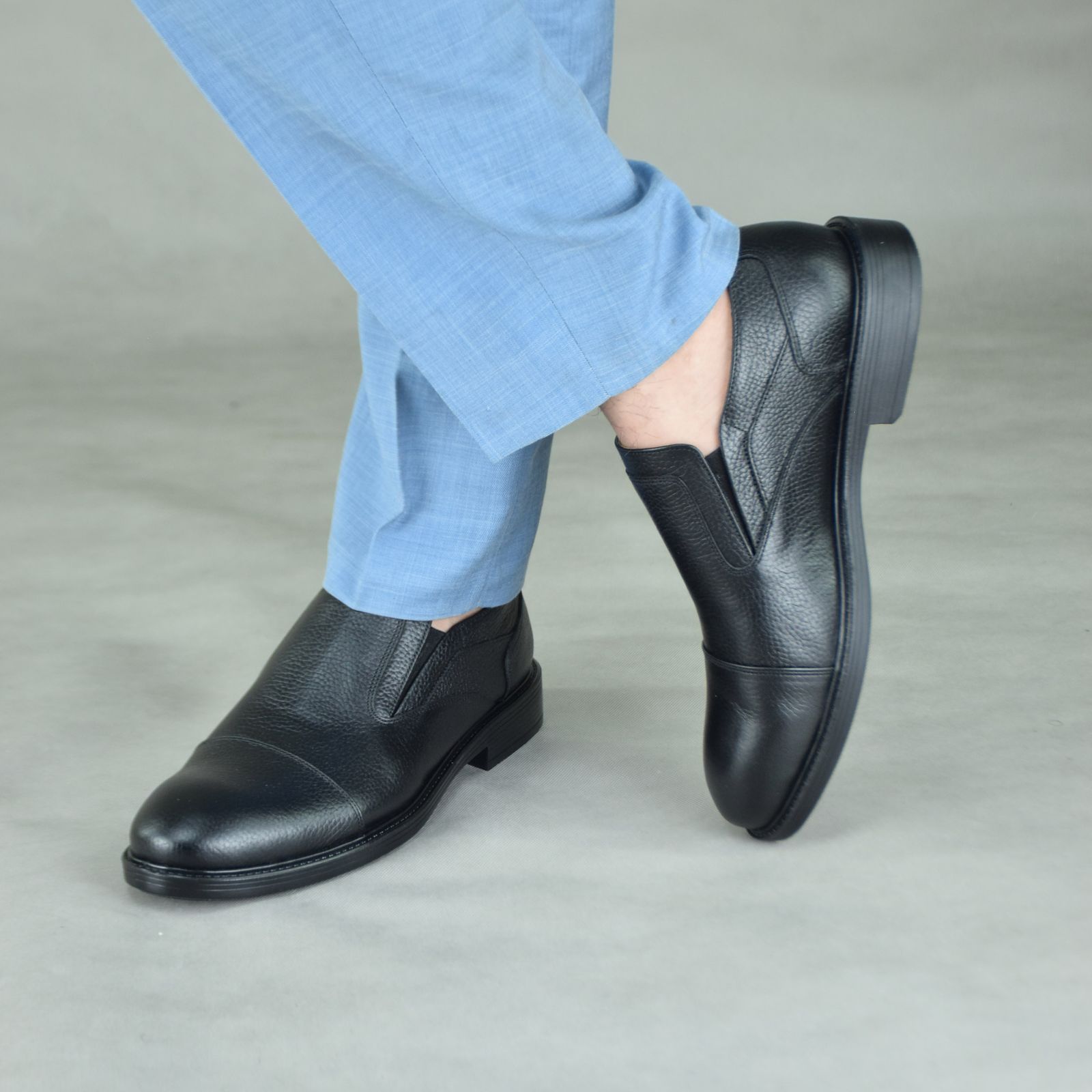کفش مردانه کرمانی مدل چرم طبیعی دستدوز طبی کد 1082 رنگ مشکی  -  - 4