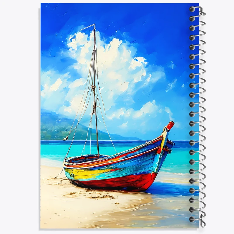 دفتر ژورنال نویسی 50 برگ خندالو مدل نقطه ای طرح قایق کد N4491