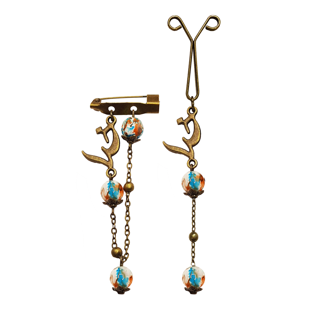 ست گیره روسری و سنجاق سینه زنانه مدل خدا