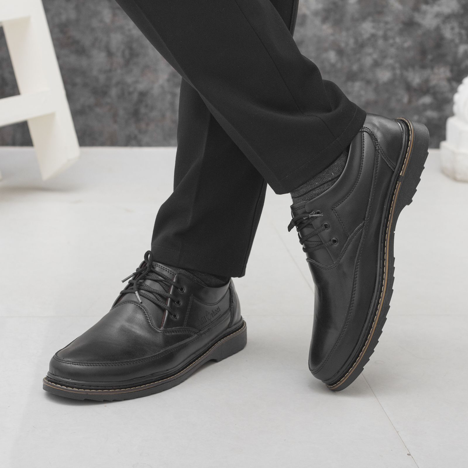 کفش مردانه مدل سورین بندی کد arya رنگ مشکی -  - 4